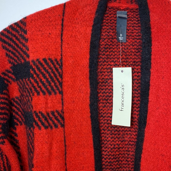 2/$25 NEW Cozy Red and Black Blanket Sweater Jacket - Picture 2 of 5